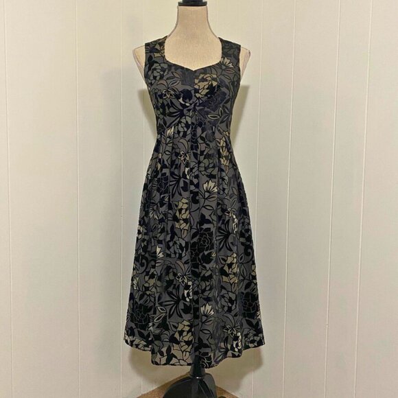 Sybilla Velvet Burnout Floral Dress Medium Stained Glass Sweetheart Neckline - Picture 1 of 12